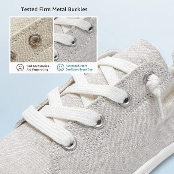 Womens Slip On Sneakers Comfort Casual Canvas Shoes Beige Sz 9 NEW - Picture 2 of 9